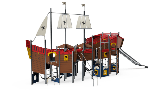 Пиратский корабль с горкой и лестницей